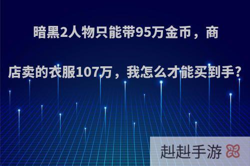 暗黑2人物只能带95万金币，商店卖的衣服107万，我怎么才能买到手?