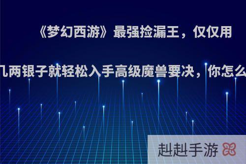 《梦幻西游》最强捡漏王，仅仅用了几两银子就轻松入手高级魔兽要决，你怎么看?