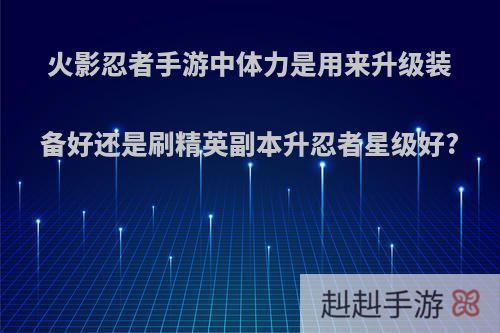 火影忍者手游中体力是用来升级装备好还是刷精英副本升忍者星级好?