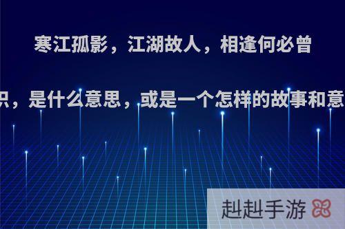 寒江孤影，江湖故人，相逢何必曾相识，是什么意思，或是一个怎样的故事和意境?