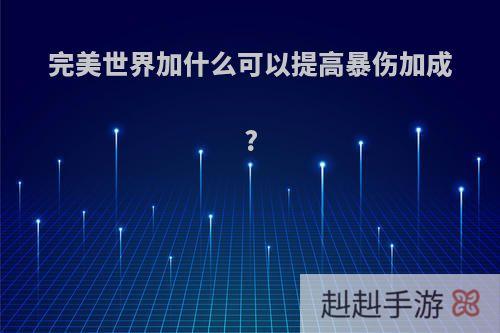 完美世界加什么可以提高暴伤加成?