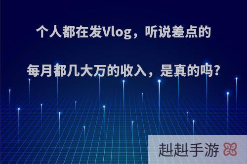 个人都在发Vlog，听说差点的每月都几大万的收入，是真的吗?