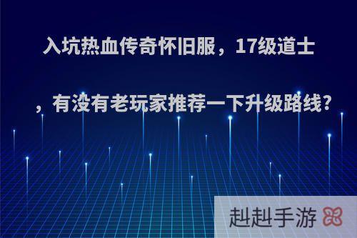 入坑热血传奇怀旧服，17级道士，有没有老玩家推荐一下升级路线?