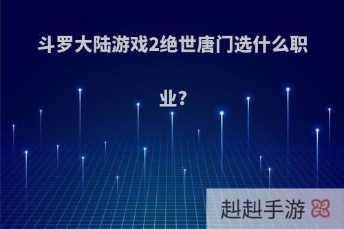 斗罗大陆游戏2绝世唐门选什么职业?