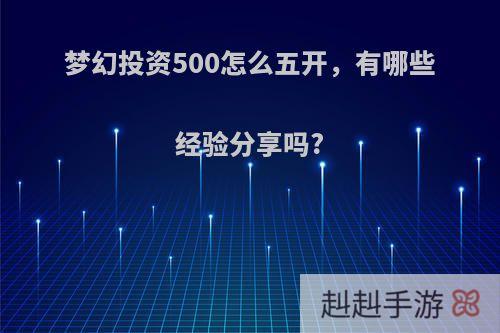 梦幻投资500怎么五开，有哪些经验分享吗?