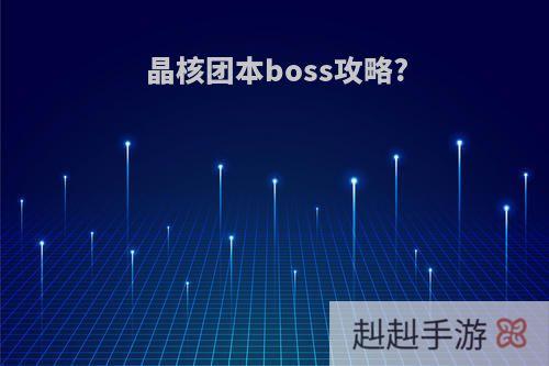 晶核团本boss攻略?