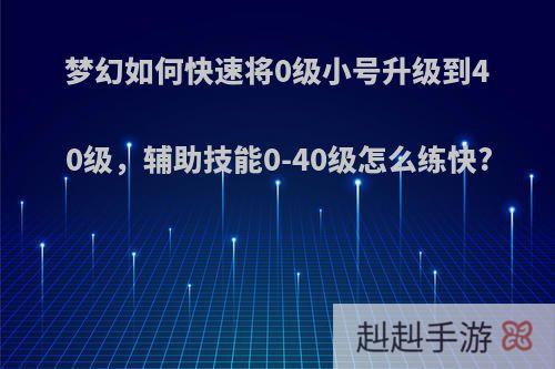 梦幻如何快速将0级小号升级到40级，辅助技能0-40级怎么练快?