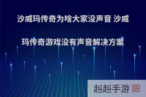 沙威玛传奇为啥大家没声音 沙威玛传奇游戏没有声音解决方案