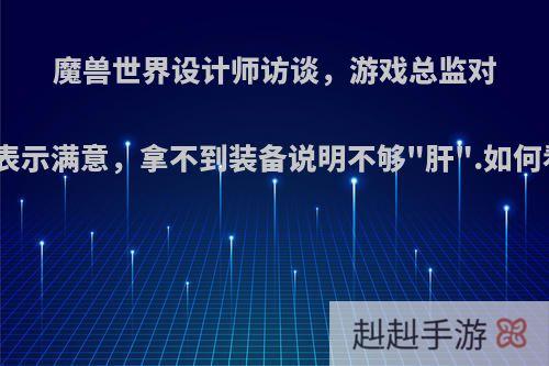 魔兽世界设计师访谈，游戏总监对掉率表示满意，拿不到装备说明不够