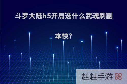 斗罗大陆h5开局选什么武魂刷副本快?