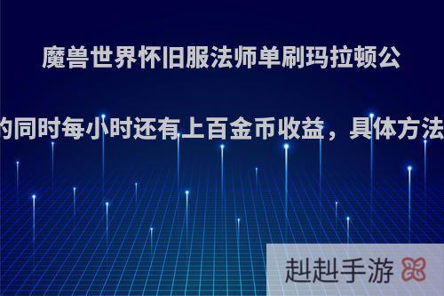 魔兽世界怀旧服法师单刷玛拉顿公主武器的同时每小时还有上百金币收益，具体方法是什么?