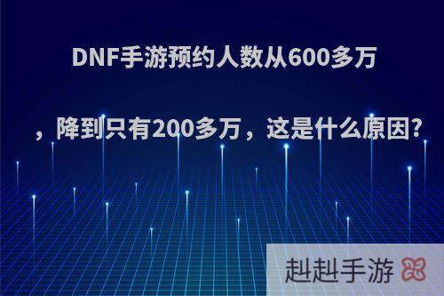 DNF手游预约人数从600多万，降到只有200多万，这是什么原因?