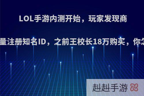 LOL手游内测开始，玩家发现商机，大量注册知名ID，之前王校长18万购买，你怎么看?