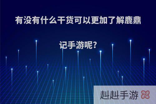 有没有什么干货可以更加了解鹿鼎记手游呢?