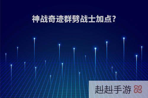 神战奇迹群劈战士加点?