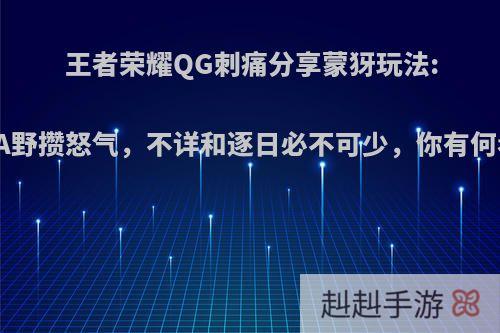 王者荣耀QG刺痛分享蒙犽玩法:除了A野攒怒气，不详和逐日必不可少，你有何看法?