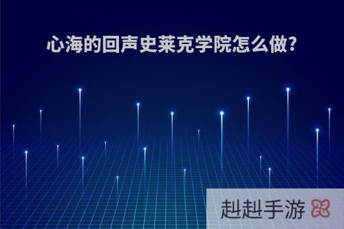 心海的回声史莱克学院怎么做?