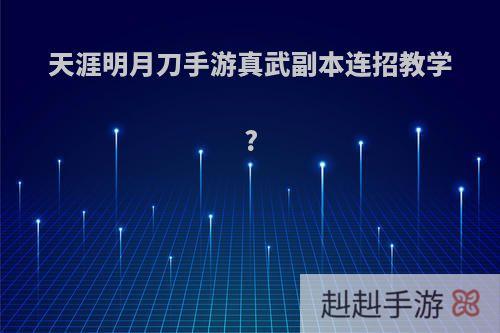 天涯明月刀手游真武副本连招教学?