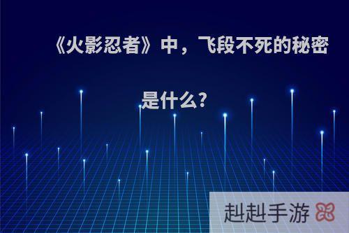 《火影忍者》中，飞段不死的秘密是什么?