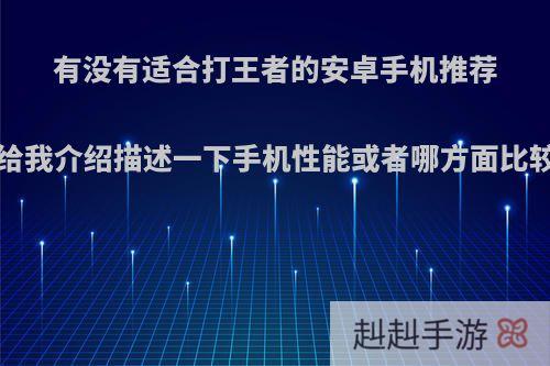 有没有适合打王者的安卓手机推荐?请给我介绍描述一下手机性能或者哪方面比较好?