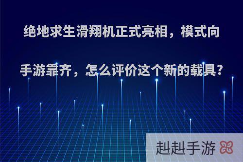 绝地求生滑翔机正式亮相，模式向手游靠齐，怎么评价这个新的载具?