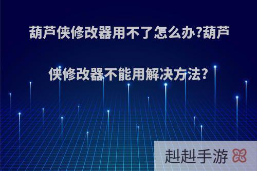 葫芦侠修改器用不了怎么办?葫芦侠修改器不能用解决方法?