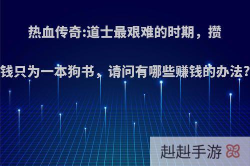 热血传奇:道士最艰难的时期，攒钱只为一本狗书，请问有哪些赚钱的办法?