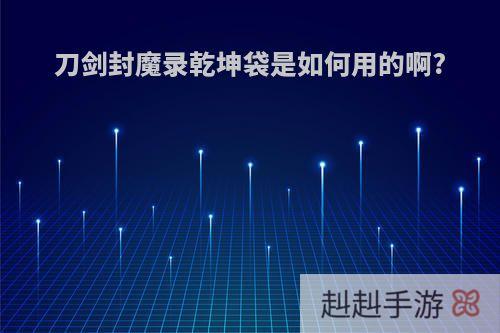 刀剑封魔录乾坤袋是如何用的啊?