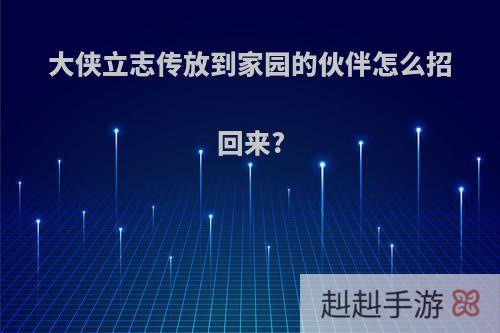 大侠立志传放到家园的伙伴怎么招回来?