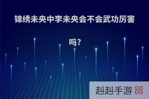 锦绣未央中李未央会不会武功厉害吗?