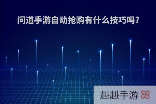 问道手游自动抢购有什么技巧吗?