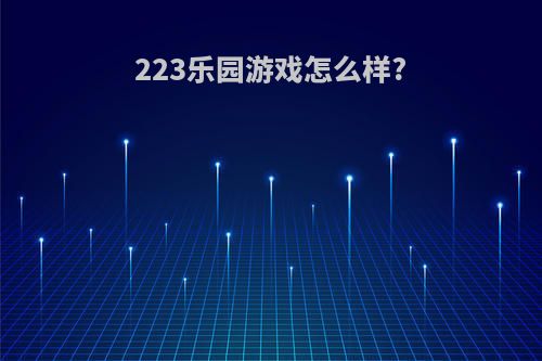 223乐园游戏怎么样?