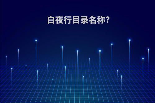 白夜行目录名称?