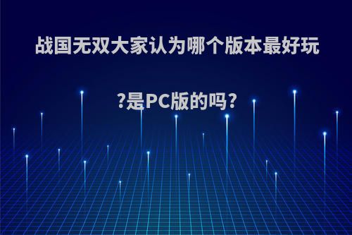 战国无双大家认为哪个版本最好玩?是PC版的吗?