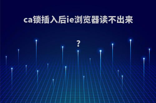 ca锁插入后ie浏览器读不出来?