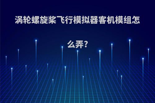 涡轮螺旋桨飞行模拟器客机模组怎么弄?