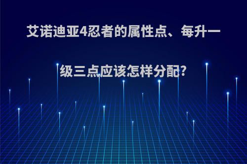 艾诺迪亚4忍者的属性点、每升一级三点应该怎样分配?