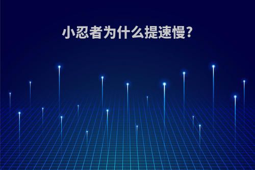 小忍者为什么提速慢?