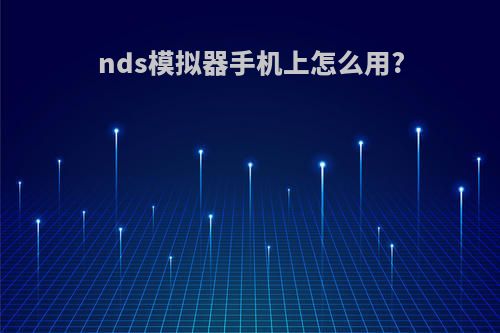 nds模拟器手机上怎么用?