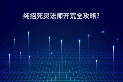 纯招死灵法师开荒全攻略?