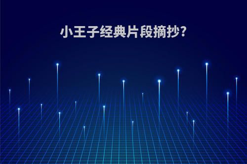 小王子经典片段摘抄?