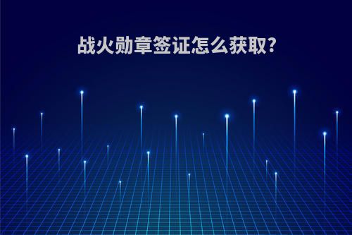 战火勋章签证怎么获取?