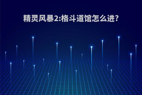 精灵风暴2:格斗道馆怎么进?