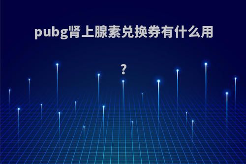 pubg肾上腺素兑换券有什么用?