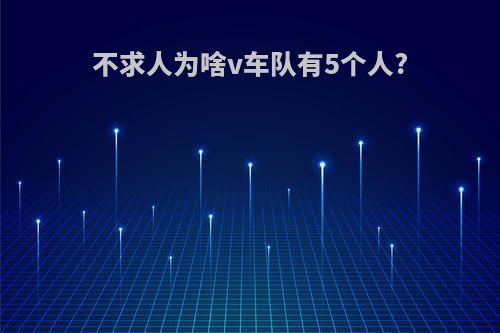 不求人为啥v车队有5个人?