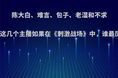 陈大白、难言、包子、老湿和不求人，这几个主播如果在《刺激战场》中，谁最厉害?