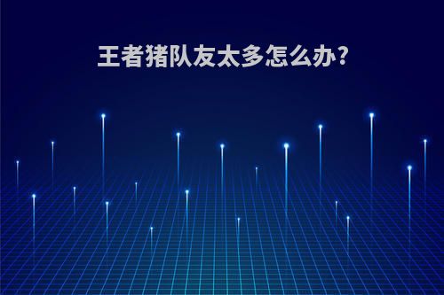 王者猪队友太多怎么办?