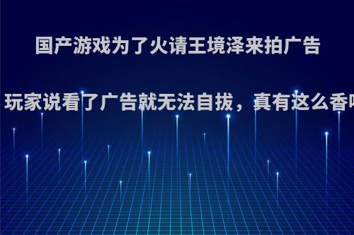 国产游戏为了火请王境泽来拍广告，玩家说看了广告就无法自拔，真有这么香吗?