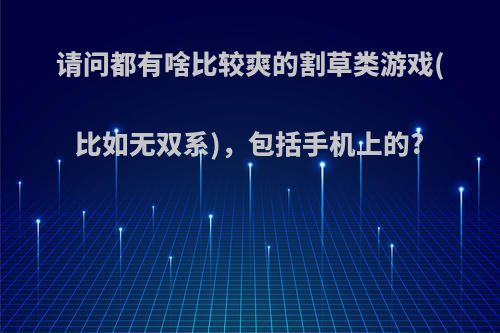 请问都有啥比较爽的割草类游戏(比如无双系)，包括手机上的?