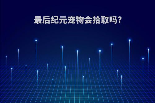 最后纪元宠物会拾取吗?